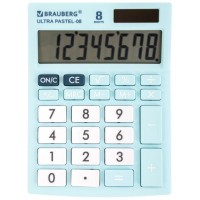 Калькулятор настольный BRAUBERG (154x115 мм), 8 разрядов, двойное питание, ГОЛУБОЙ